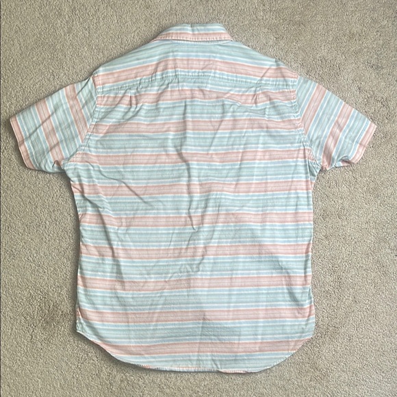 Nautica Casual Blue and Pink Striped Button Down Shirt - Picture 3 of 5